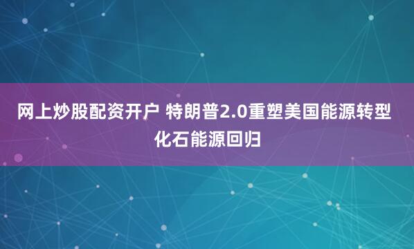 网上炒股配资开户 特朗普2.0重塑美国能源转型 化石能源回归